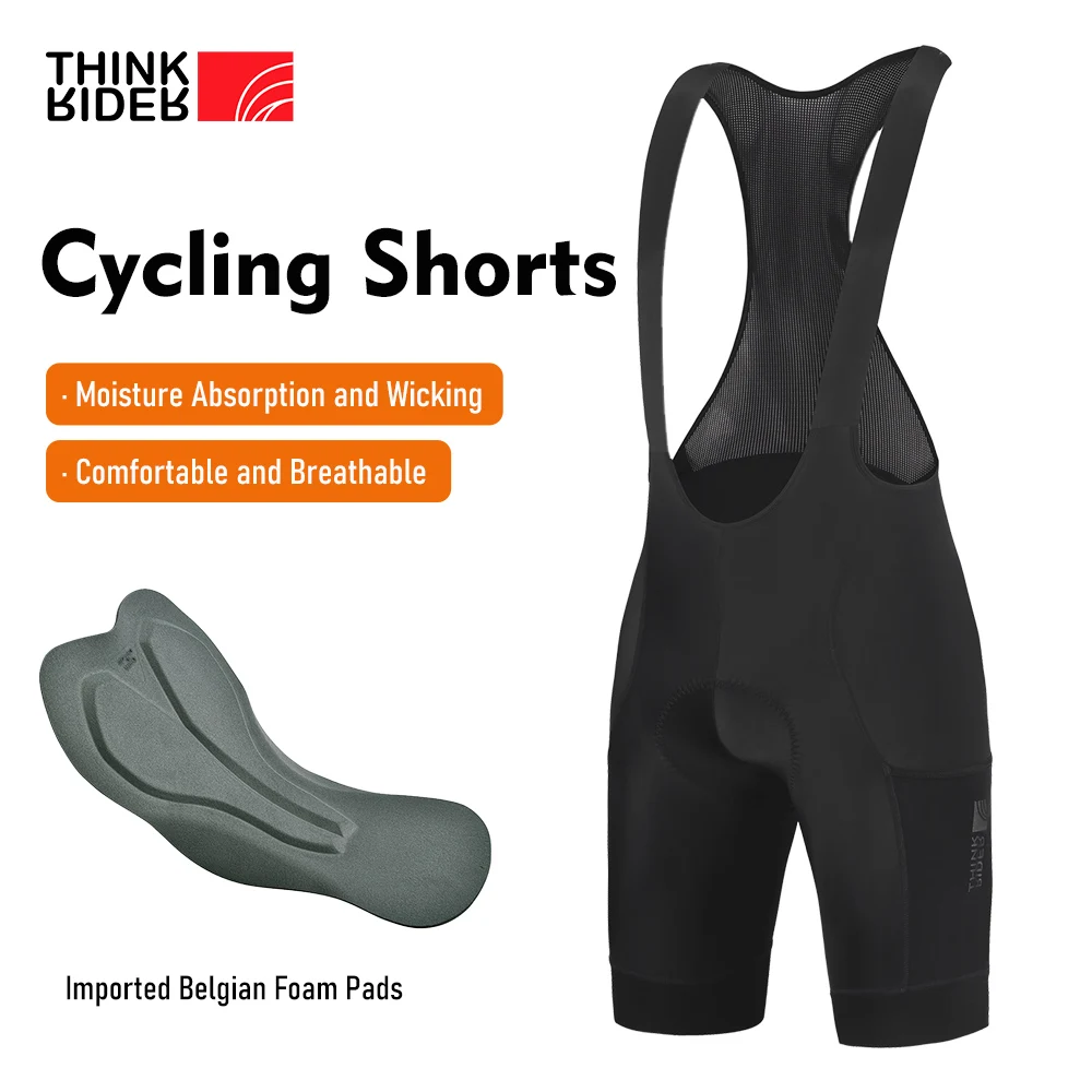 ThinkRider Cycling Bibs Shorts Mountain Bike Breathable Men's Padded Bike Tights Triathlon Man Pro Licra Bicycle Shorts MTB