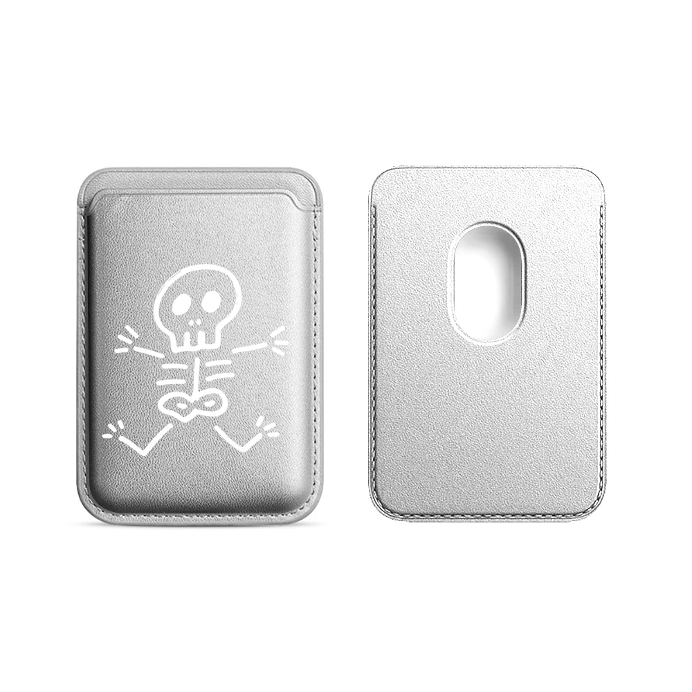 Leder-Kartenhalter Künstlerischer Totenkopf-Geldbörsen-Cover Telefonkartenhalter für Magnetische Hülle Geeignet für alle iPhones für Magsafe Karten-Handytasche – Detail 18