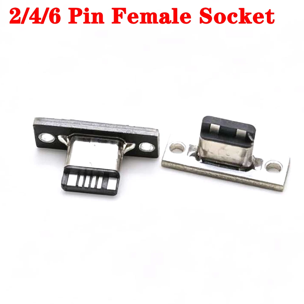 50Pcs USB Jack 3.1 Type-C 2Pin 4Pin Female Connector Jack Data Charging Port Small Electrical Charging Base With Fixing Plate