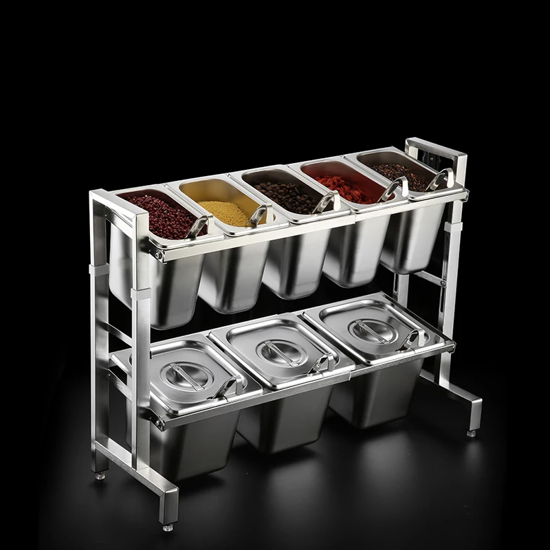 Stainless steel pot rack, special rectangular jam box, pot seasoning, double-layer shelf, small material box, sauce box