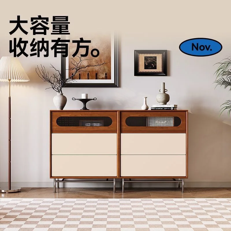 

Скандинавский шкаф из массива дерева с девятью сундуками для гостиной, спальни, прикроватная тумбочка для маленькой квартиры, ящик для хранения, шкаф в стиле ретро, сторона для хранения