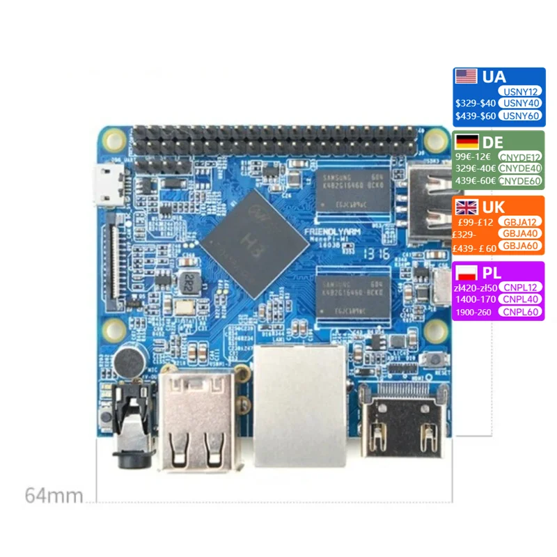 Nvarcher  NanoPi M1 open-source Maker Quanzhi H3 development board, 4K playback infrared remote control super