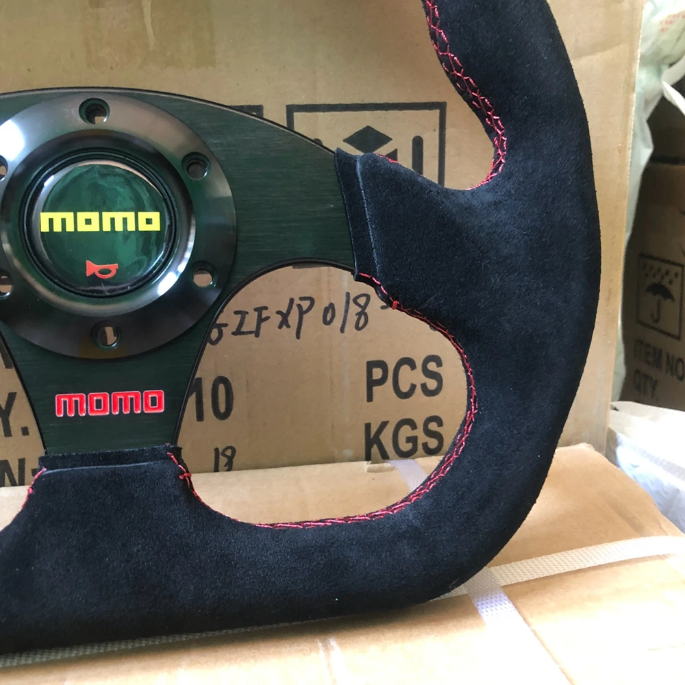 Game 13Inch D Racing MOMO Steering Wheel Drift Car Rally JDM MOMO Suede Leather Steering Wheel Volantes For VW BMW HONDA TOYOTA