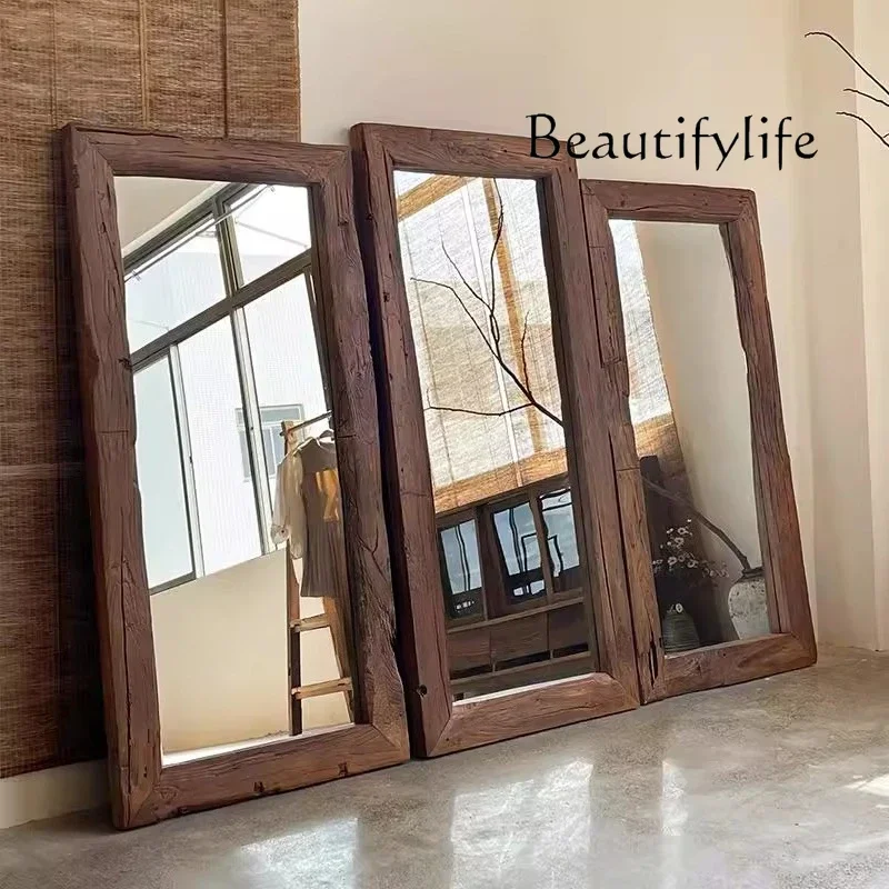 

R твердая древесина в стиле ретро, зеркало в полный рост, настенное украшение, античный стиль, проживание в семье, искусство, пол, спальня, домашняя мода