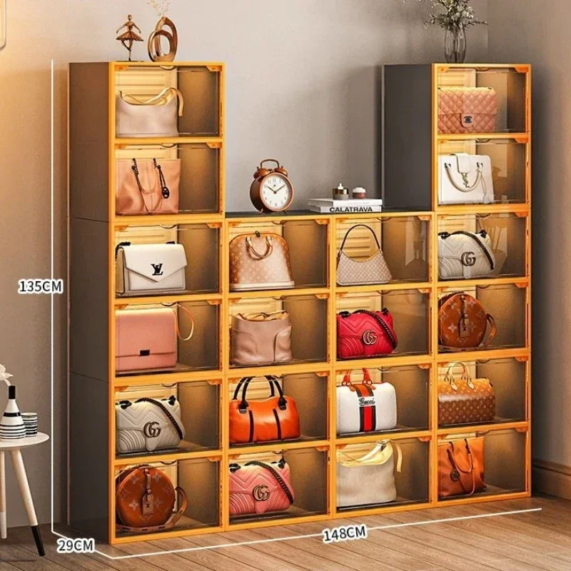 Transparent Luxury Bag Storage Cabinet Household Wardrobe Dust-proof Finishing Racks Multifunctional Storage Box Display Cabinet