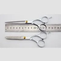 2Pcs Hairdressing Scissors Barber Accesories Hair Thinning Cut Metal Scissors Tooth Shears Styling Cutting Scissors Professional