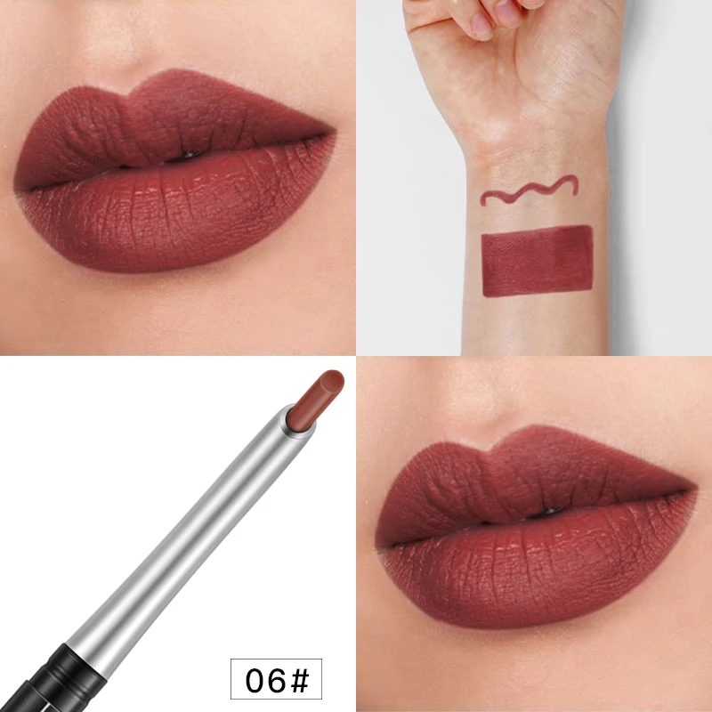 Lip Liner Pencil Waterproof Rich Color 2-in-1 Matte Moisturizing Lips Makeup Lipstick High Color Rendering Lipliner