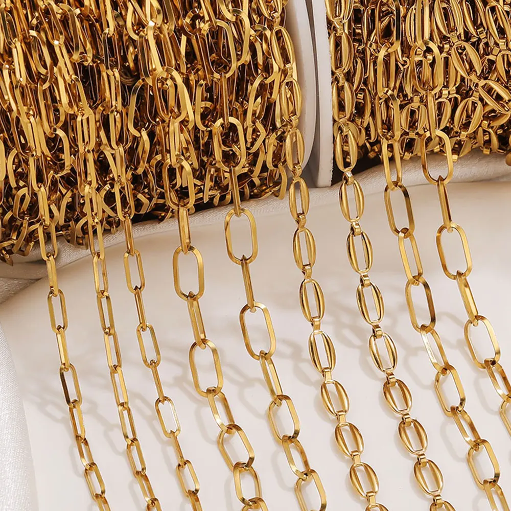 

1 Meter Oval Cross Stainless Steel Chains Gold Plated Chains DIY Jewelry Making Material For Necklace Bracelet Making Supplies