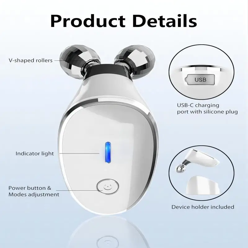 Microcurrent Facial Device 5 in 1 Microcurrent Multifunctional Facial Massager EMS Face Roller Face Massager for Skin Care