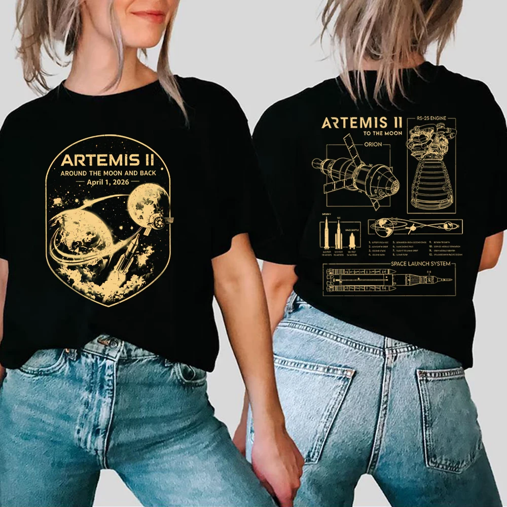 2026 Artemis II Rocket Launch Shirt Artemis 2 Journey Around The Moon Tee Space Exploration T-shirt Trendy Unisex Space Apparel