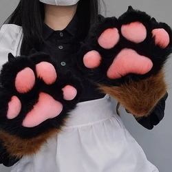 Wolf Dog Foxes Paw Claw Gloves Costume Cosplays Animal Furry Plush Full Finger Mittens Fursuit for Adults Dropshipping