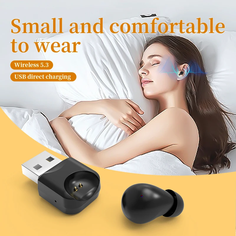 Brand new SK21 hidden wireless sleep Bluetooth earphones in ear mini earplugs, bean shaped small USB charging dock headphones