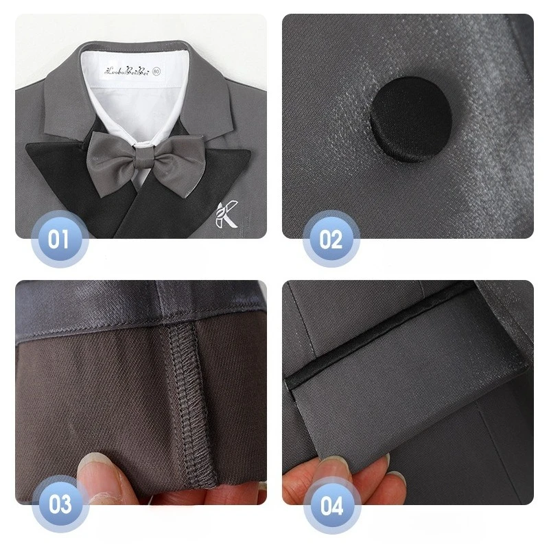 Boys Suit Vest Set British Style Children Wedding Birthday Photoshoot Blazer Outfit Kids Piano Recital Host Performance Costume