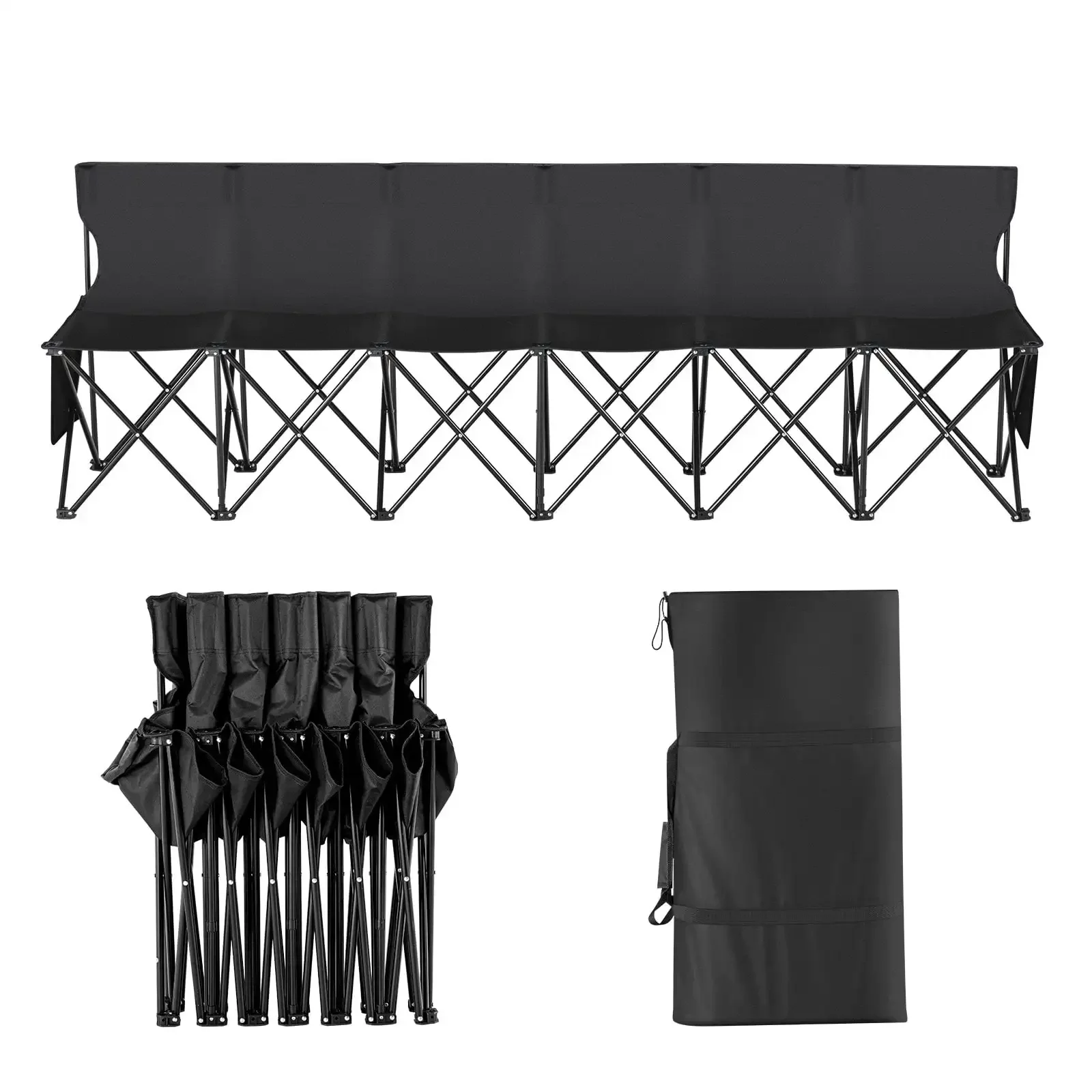

6-Seat Portable Folding Sport Bench, Outdoor Camping Chair with Carry Bag