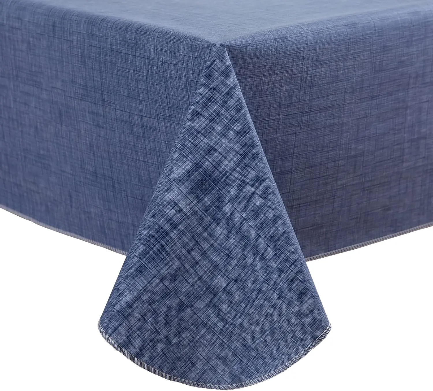 

Vinyl Tablecloth with Flannel Backing, Denim Blue, Waterproof, Stain-Resistant, Easy-Clean Table Cover for Dining, Kitch