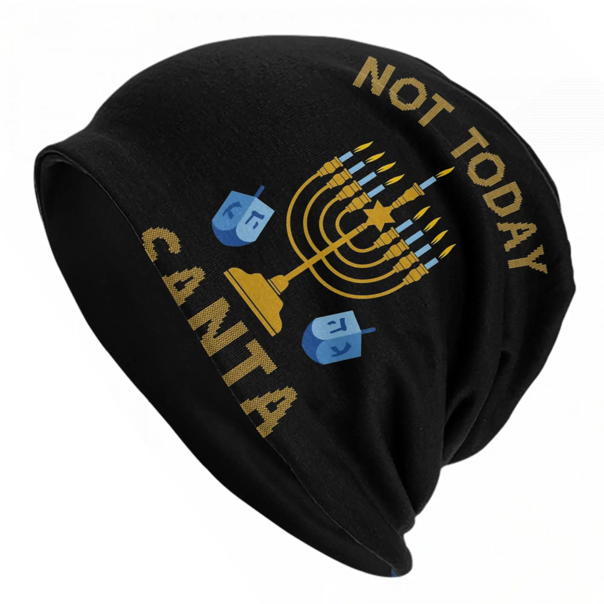 Menoral Not Today Santa Funny Hanukkah Skullies Beanies Hat  Autumn Winter Men Women Street Cap Warm Thermal Elastic Bonnet Hats