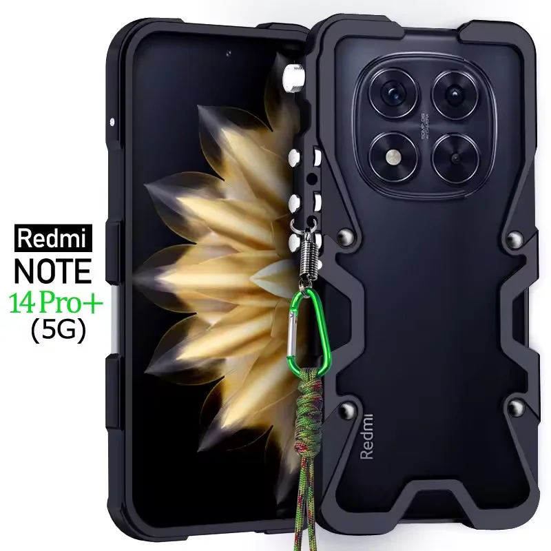 

Противоударный чехол с металлическим каркасом для Xiaomi redmi note 14 pro, алюминиевые чехлы-бамперы, сверхмощные чехлы для Redmi note 14