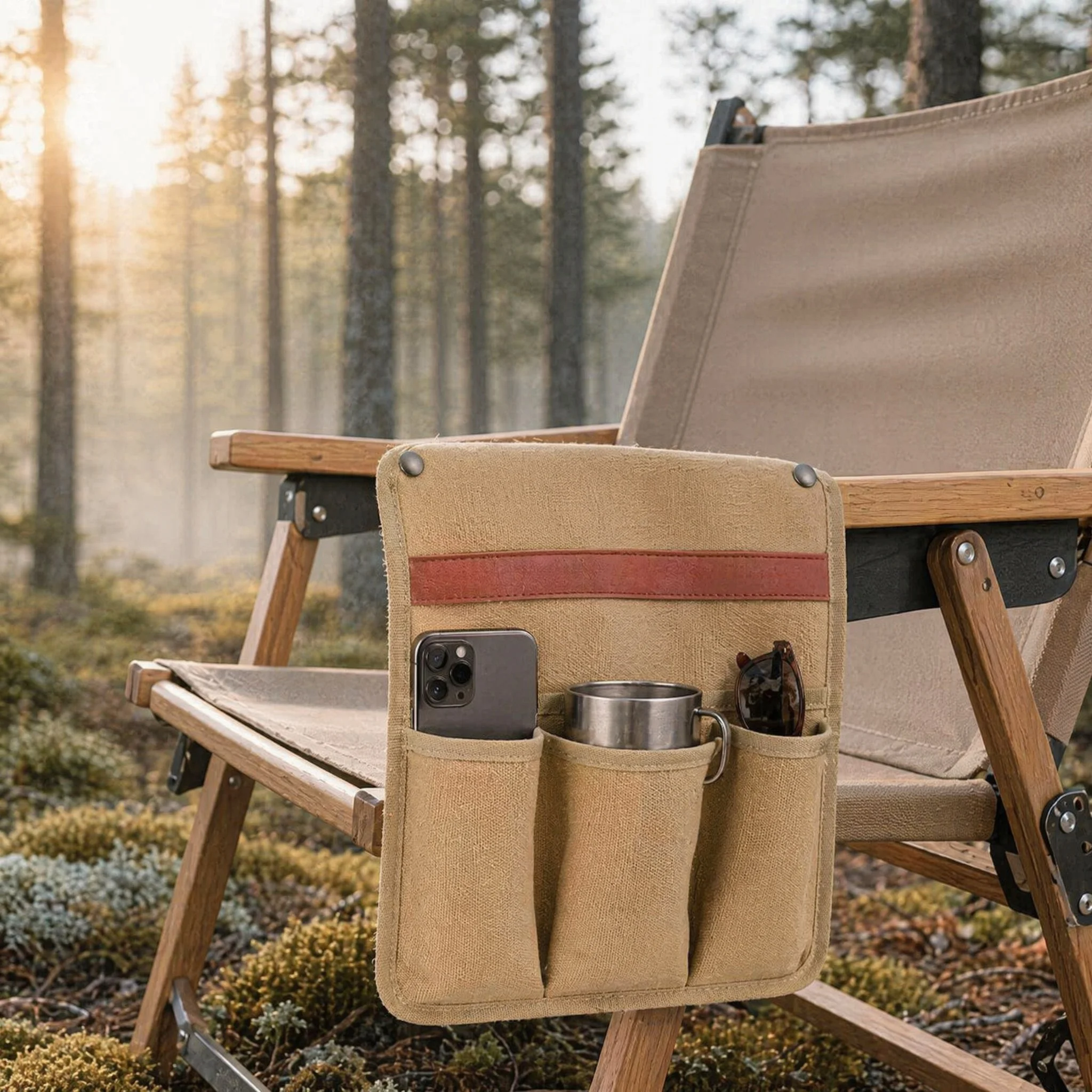 Camping Chair Armrest Storage Bag Portable Chair Side Hanging Bag Multiple Pockets Multi-functional Outdoor Camping Picnic