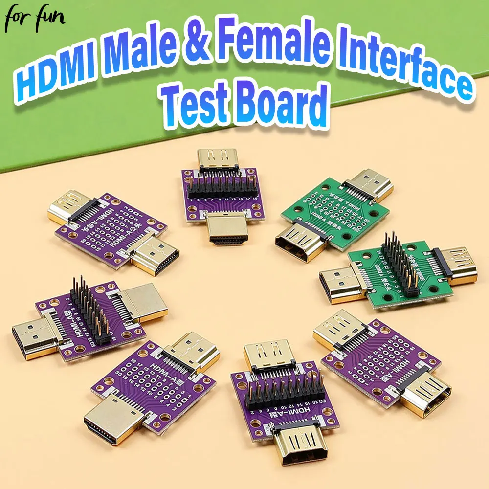 For-Fun 1PC Compatible-HDMI Male and Female Interface Test Board Connector Adapter Module with PCB Board 19/20 Pin 2.54mm Pitch
