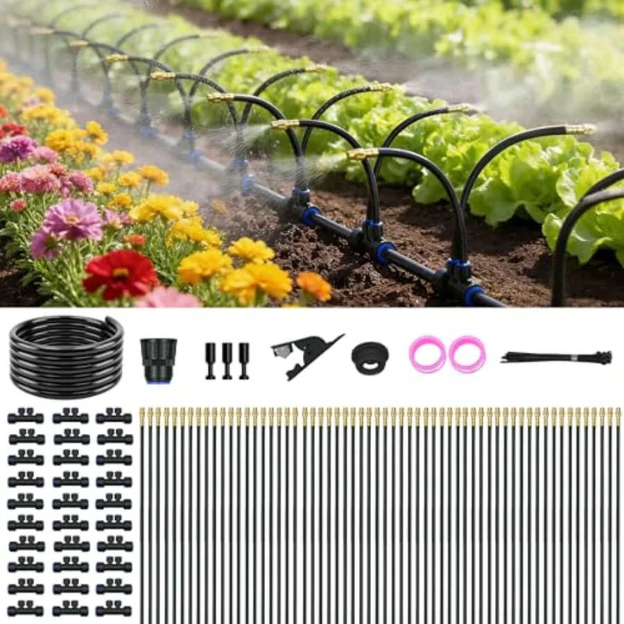 

Система капельного орошения для сада с автоматическим поливом и регулируемыми медными распылителями 360°, набор для самостоятельной установки для двора, газона, теплицы