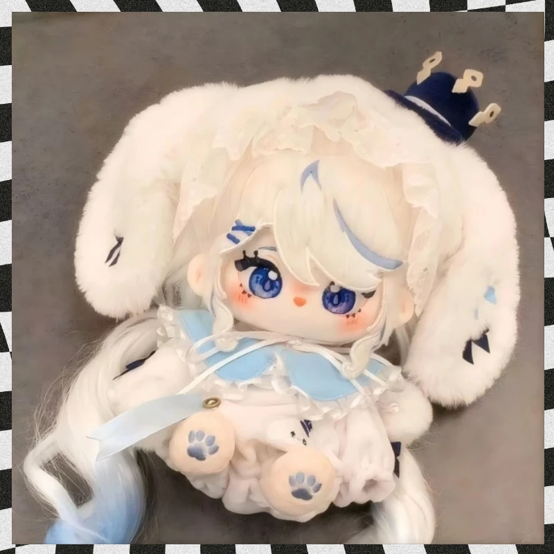 Genshin Impact Cosplay Furina 20 cm Plüschpuppe Ohren Schwanzkörper Dress Up Baumwollpuppen Plüschpuppe Figur Spielzeug Weihnachtsgeschenk