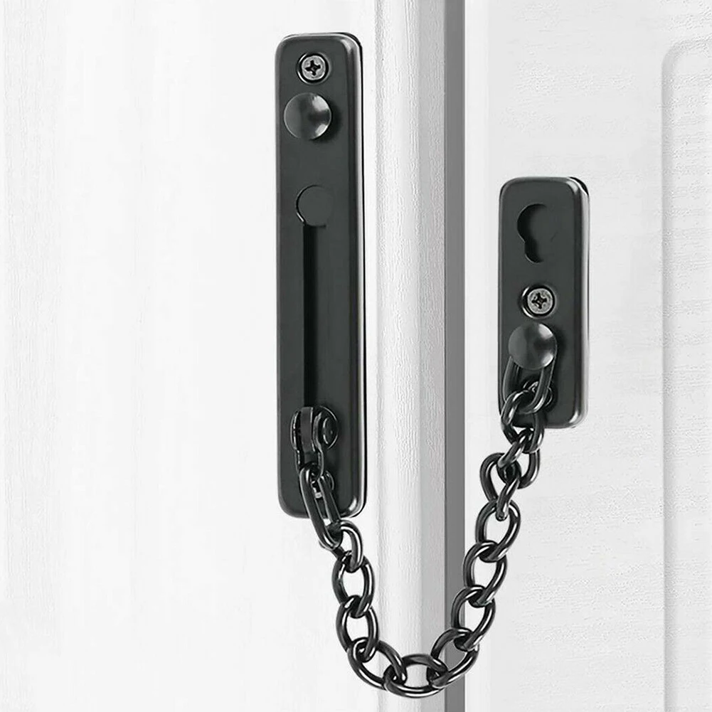 Stainless Steel Door Chain Latch Bolt Restrictor Lock Slide Catch with Partial Opening Design, Enhancing Home Security