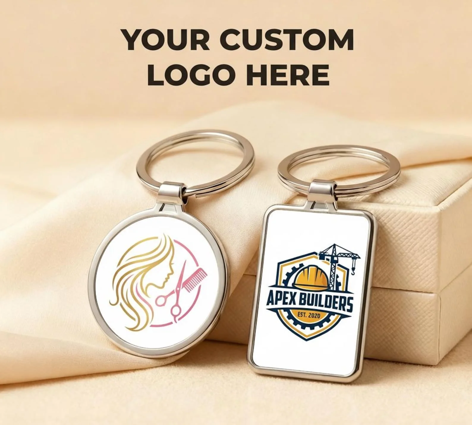 Custom Logo Keyring, Engraved Business Keychain