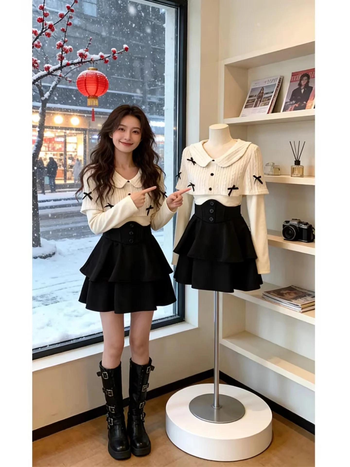 

Early Spring Large Size Women's Faion Set T-irt Long Sve High Waist Skirt Two-Piece Suit Light Tawny Color
