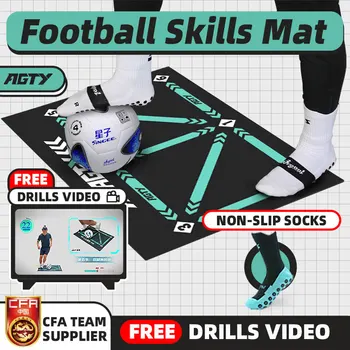Estera de entrenamiento de fútbol con taladros, vídeo, antideslizante, plegable, para niños y adultos, estera de entrenamiento para parches, equipo de fútbol para interiores y exteriores
