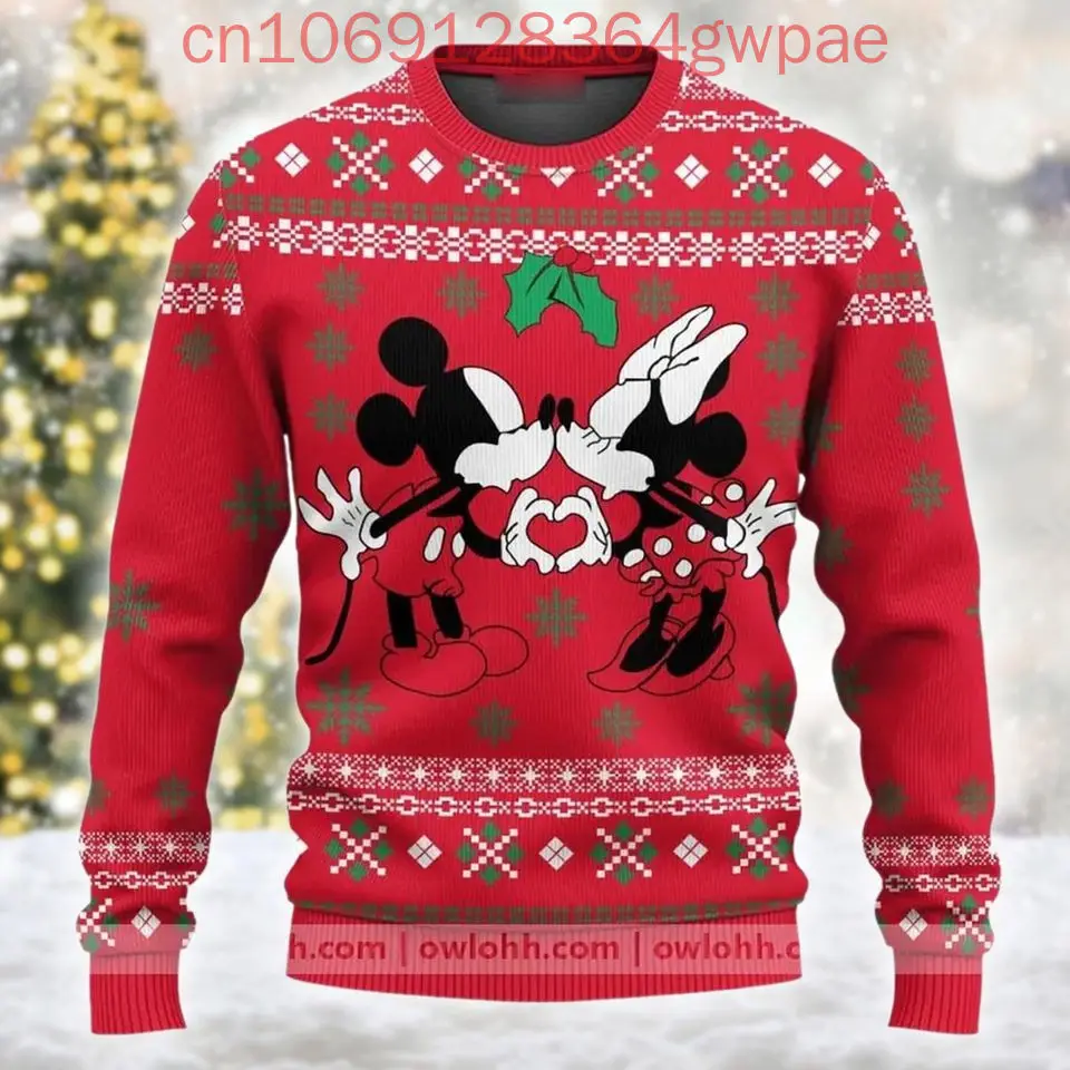 Disney Mickey And Minnie Christmas Ugly Sweater for Men's Women's Christmas Sweatshirt Mouse Xmas Holiday Sweater