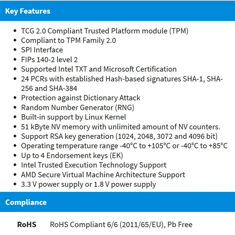 Moduł platformy zaufanej TPM 2.0 AOM-TPM-9672H
