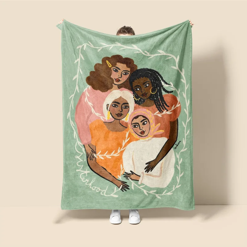 Morandi Color Blanket Abstract Botanical Graffiti Design Scandinavian Minimalist Sofa Blanket Cafe Home Dual Purpose