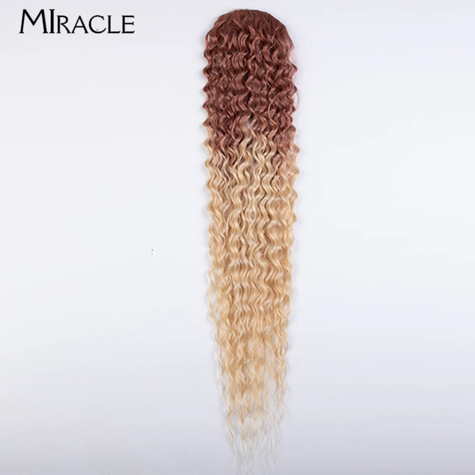 MIRACLE Synthetic Hair Ponytail 32 Inch Afro Cruls Hair Extensions for Women Water Wave Pony Tails Hairpiece Heat Resistant