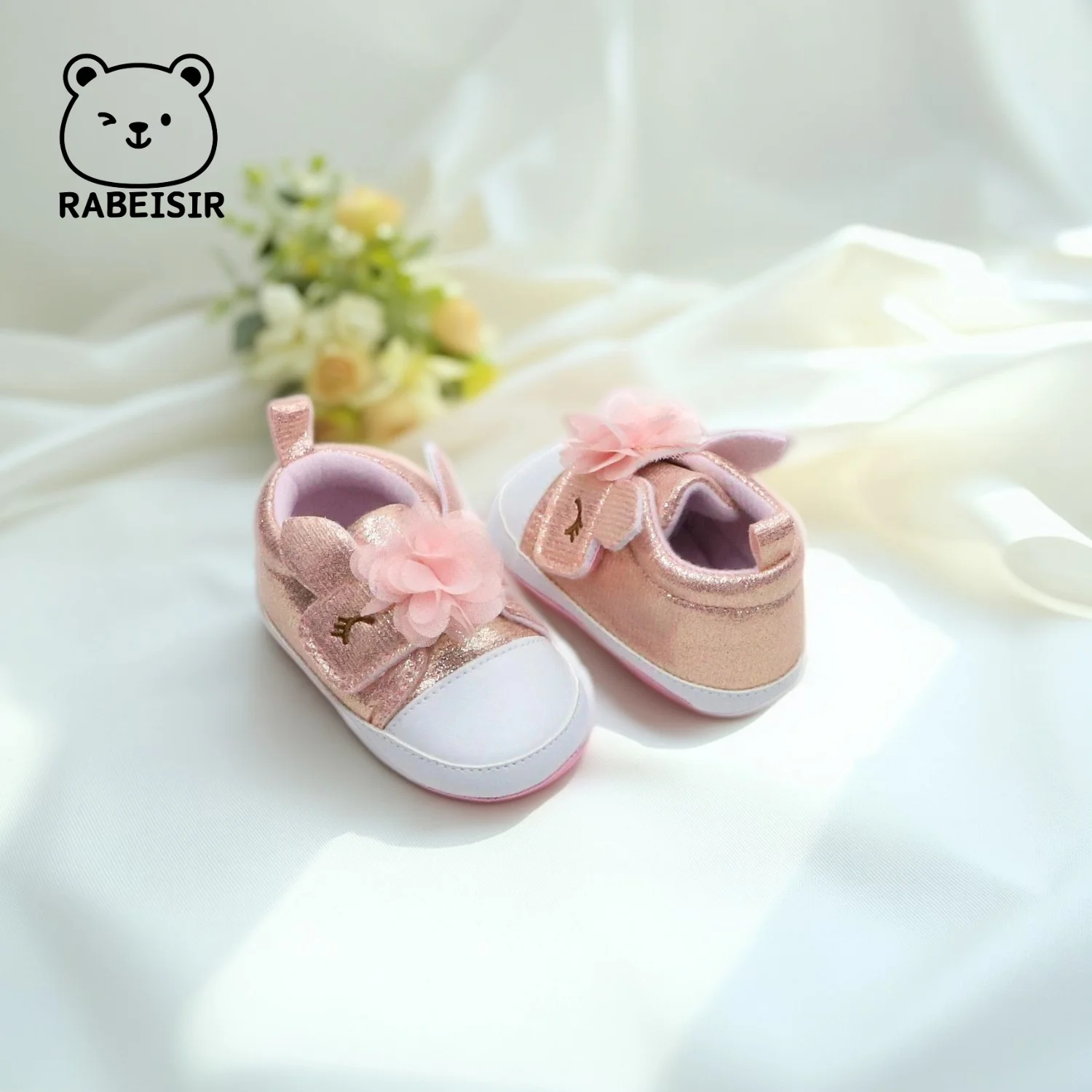 أحذية RABEISIR للأطفال، أحذية الأميرة، أحذية المشي للأطفال من عمر 6 إلى 12 إلى 18 شهرًا، نعل ناعم قابل للتنفس
