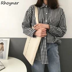 Shirts Women Spring Casual Plaid Simple Retro All-match Loose Streetwear Korean Style Camisas Mujer Youth Cozy Trendy Chic New