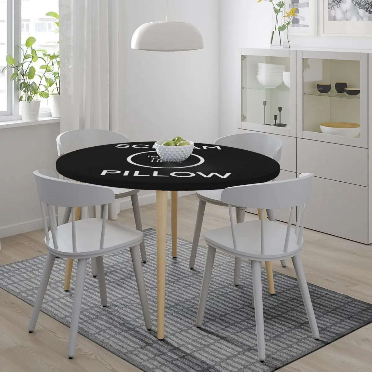SCREAM PILLOW Waterproof Round Tablecloth Oilproof Table Cloth for Kitchen Events Dining Table Cover