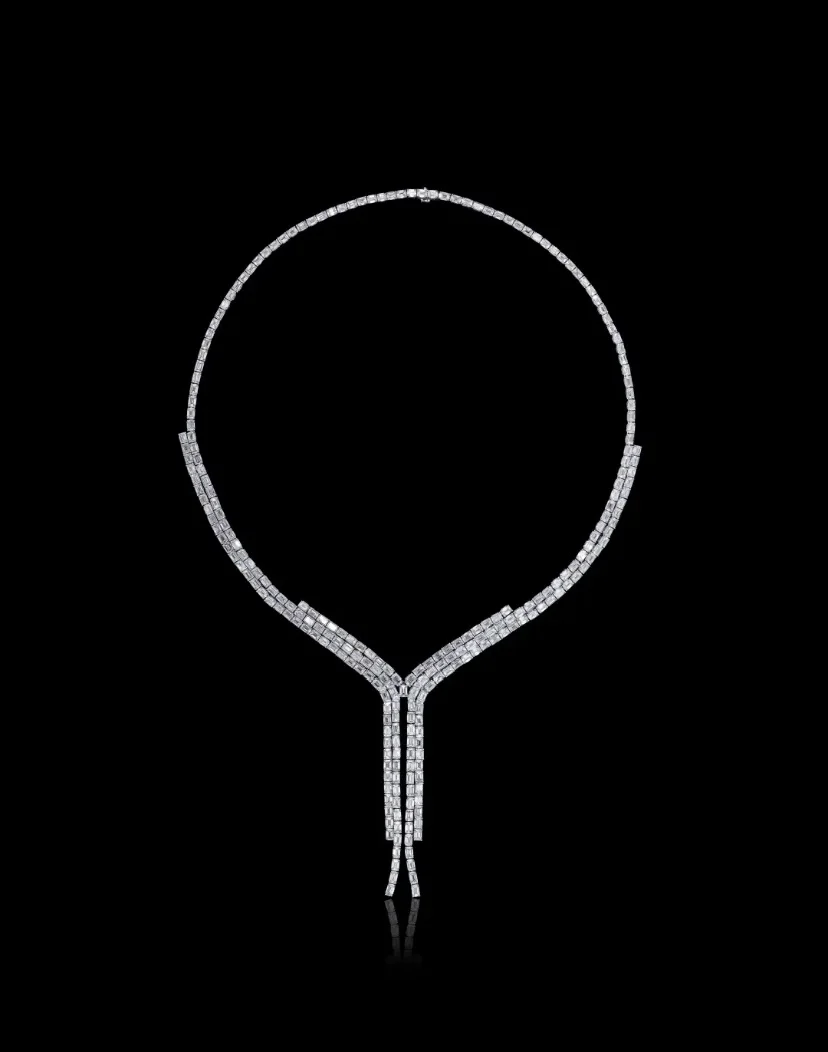 40ctw Lab Grown Diamond Emerald Eternity Necklace Unisex Tennis Necklace, each Emerald Diamond Necklace