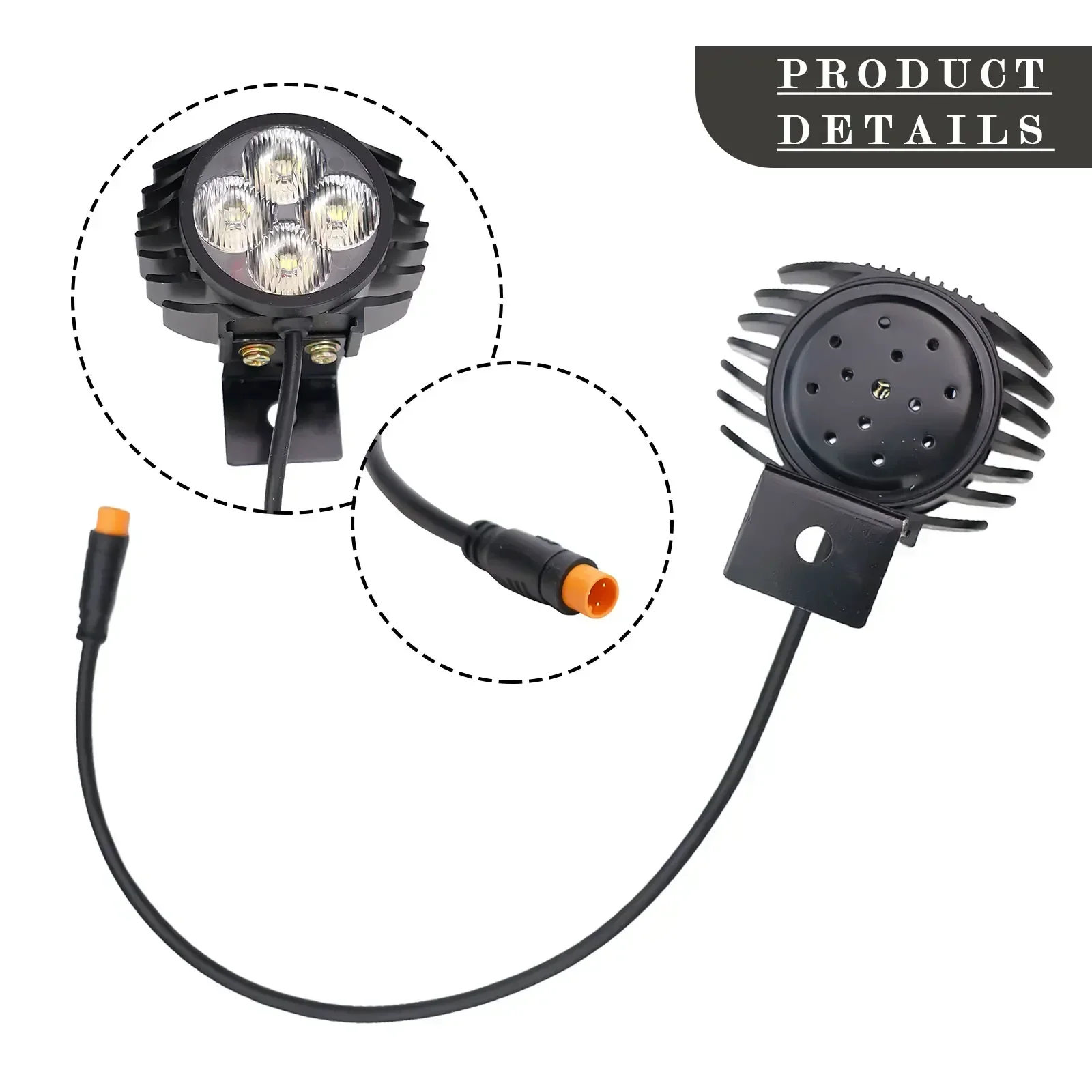 1Pc Lights Ebike Front Light AL6061 For 36V 48V Battery Horn Headlight Functional Front Light Electric Bicycles Parts Waterproof