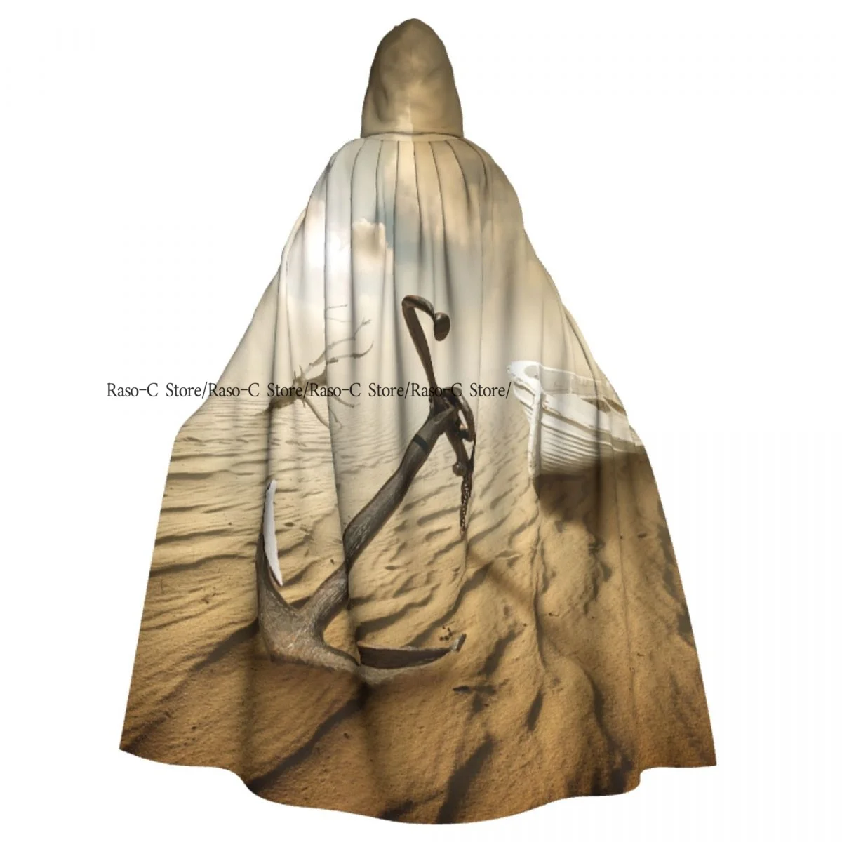 Unisex Adult Boat Anchor In The Desert Cloak with Hood Long Witch Costume Cosplay