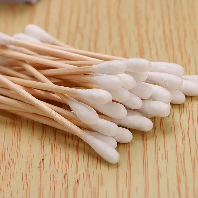 1 sacchetto applicatore di tampone per bastoncino per trucco in cotone a doppia testa in legno tampone Q-tip