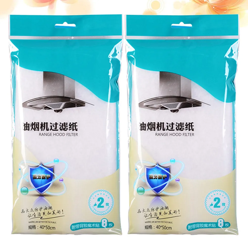 4Pcs Kitchen Absorbing Paper Nonwoven Anti Oil Filters Grease Range Hood Cooker Hood Smokeproof Stickers Adhesive White