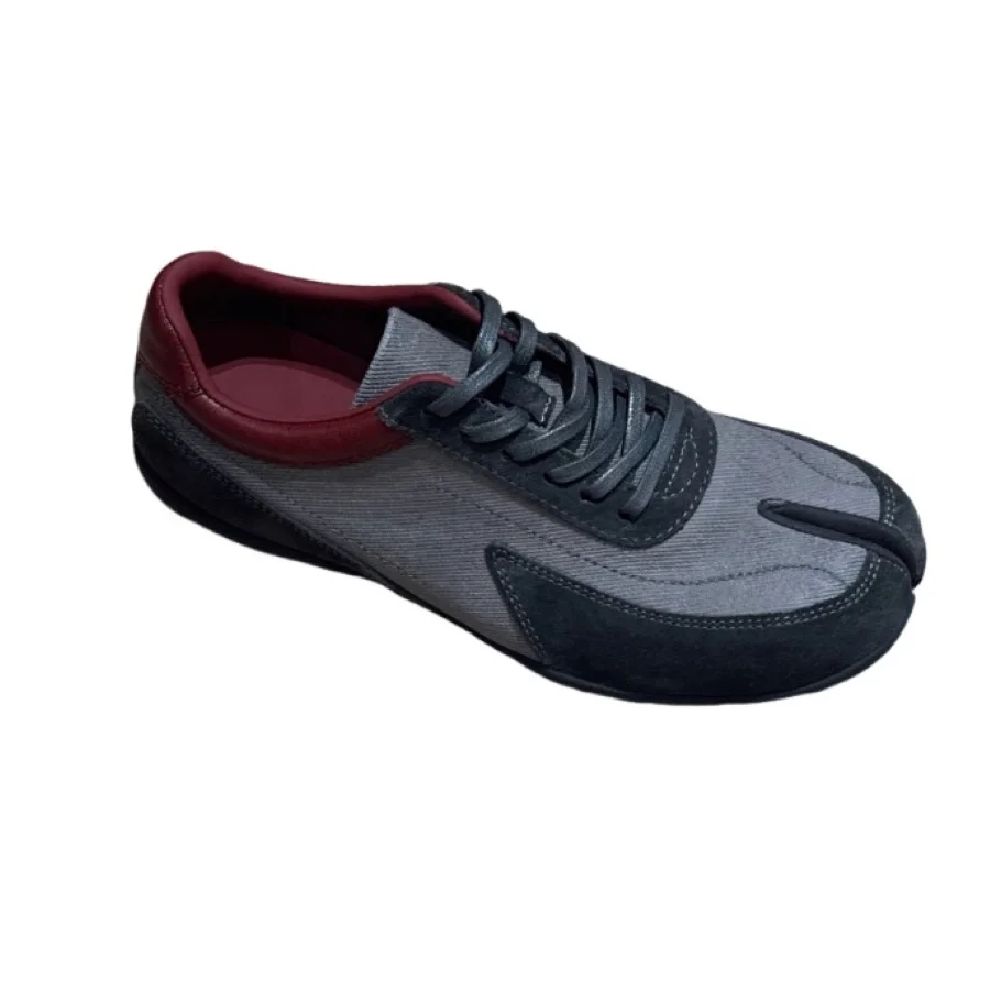 Women Split Toe Casual Sneakers Suede Fabric Lace Up Flat Shoes Retro Lightweight Daily Walking Ladies BH0805