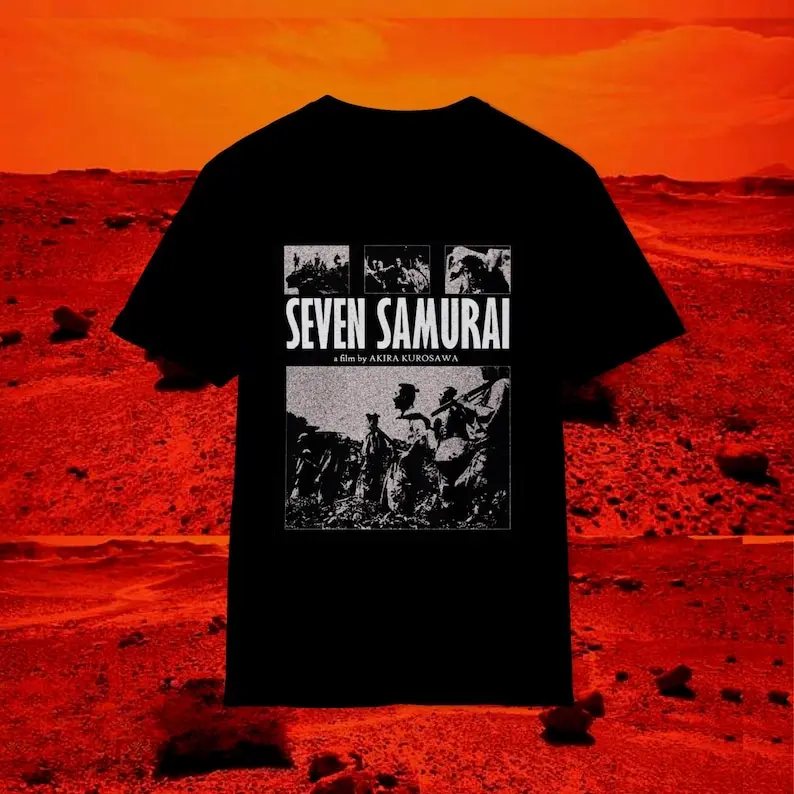 Kurosawa Shirt, New, Textured Collage Graphic, SEVEN SAMURAI | Japanese Films, Yojimbo,  Ingmar Bergman, Fellini  T-shirt