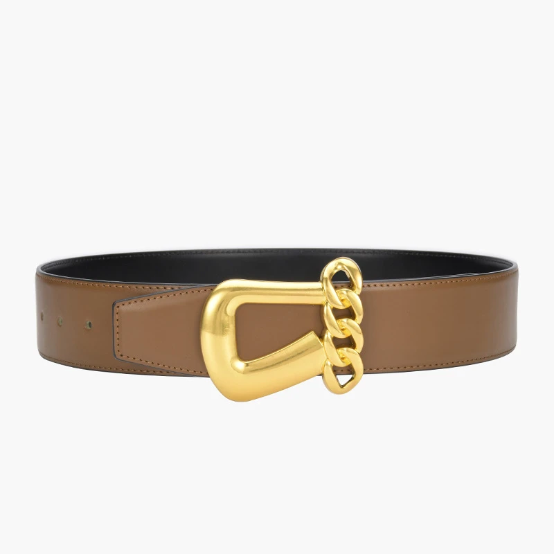 Retro new wide leather belt for women to decorate suit with skirt coat sweater windbreaker personality black waist seal