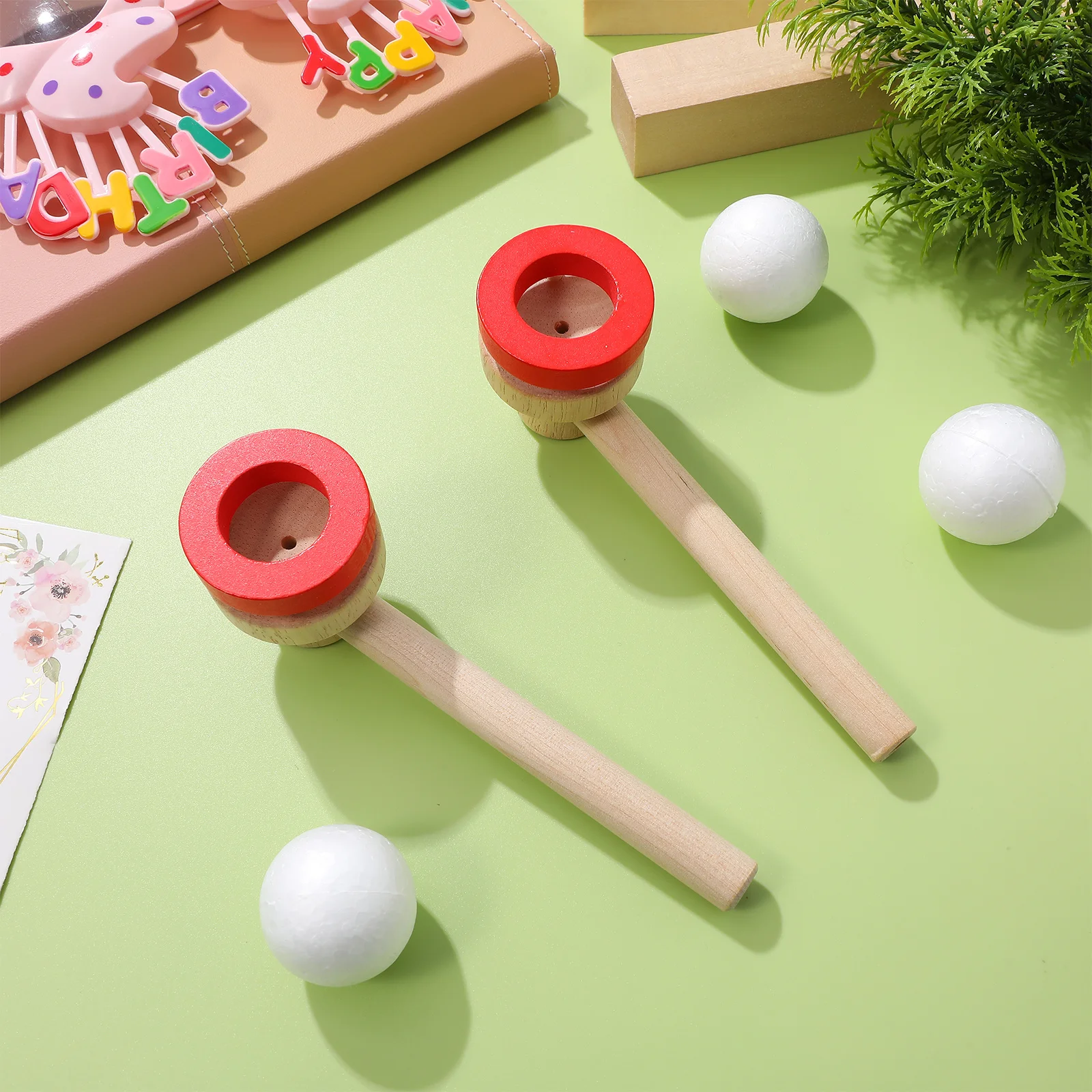 

3Pcs Wooden Floating Blow Ball Game for Kids Balance Skill Development Blowing Plaything Educational Activity