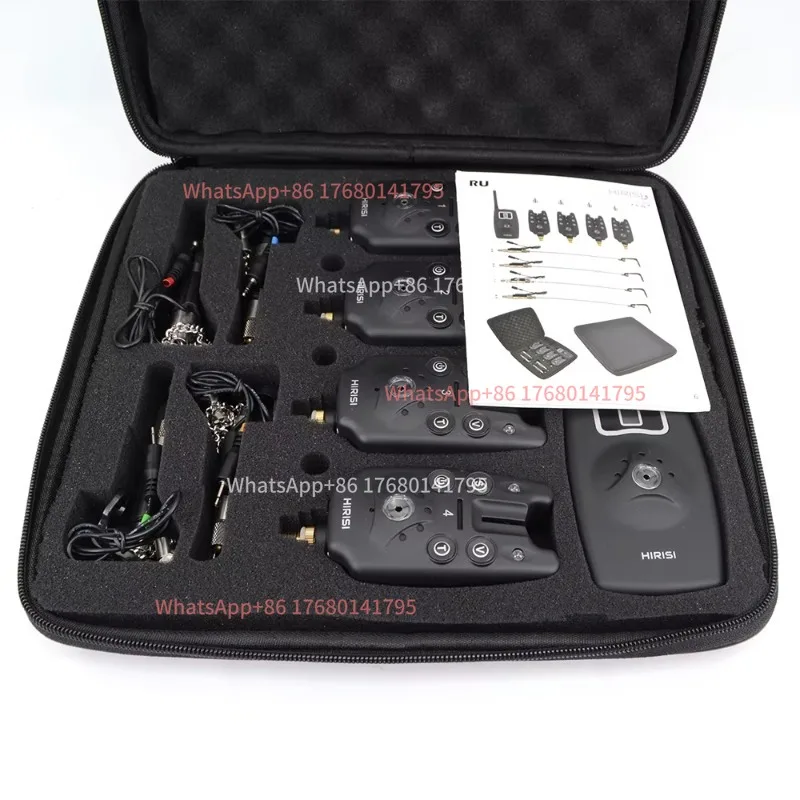 Wireless fishing bite alarm 1 + 4 set with 4 luminous joysticks and 1 light packed in EVA box  suitable for carp fishing B1203-D