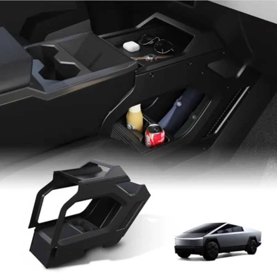 

Cyber Truck Center Console Organizer 20232026 Custom Fit Double-Layer Tray Insert Storage System Interior Black Lower Center Co