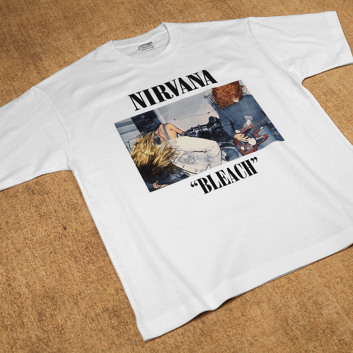 Nirvana Band Bleach T Shirt Grunge Rock Music Kurt Cobain Punk Short Sleeves Cotton Printed Clothing Y2K Men's Tops Tee Shirts