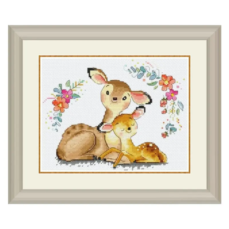 Fishxx Cross Stitch Kit Precision Print D1024 Cute Baby Deer