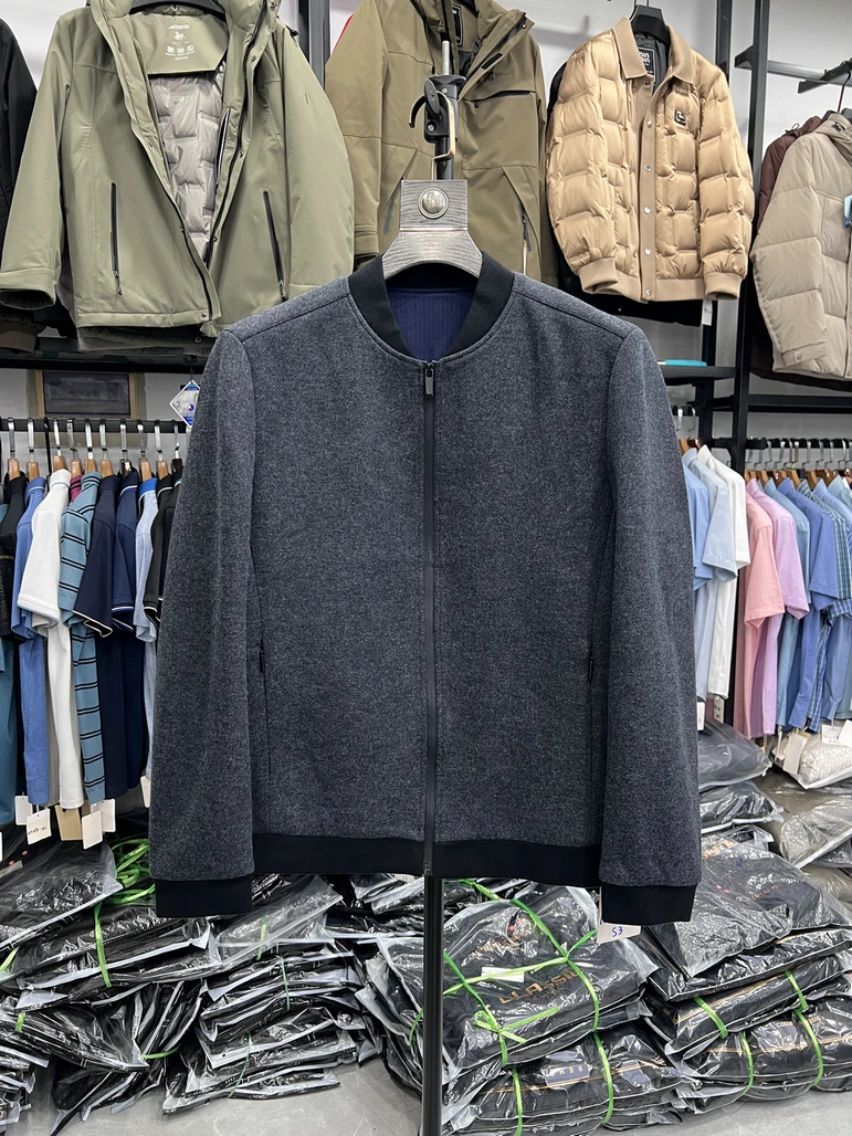 

Мужская утепленная куртка из шерстяной смеси с воротником-стойкой, на молнии, для офиса, весна-осень
